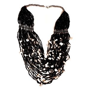 Navajo Vintage Sterling Black Seed MoP 30 strand Beaded 18”(28” drape) Necklace